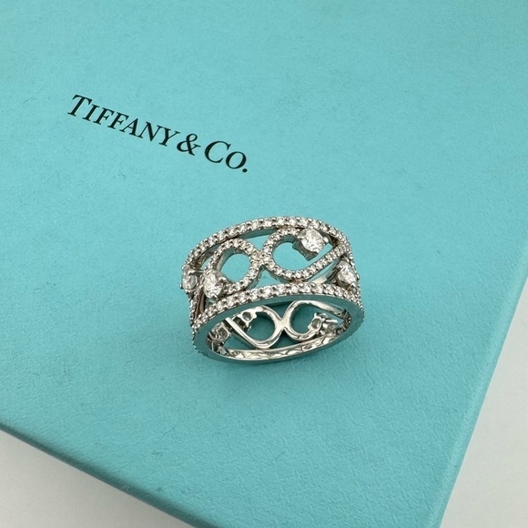 RARE Tiffany & Co. Diamond Enchant Scroll Ring in Platinum Retired 1.3 TCW - Picture 8 of 9